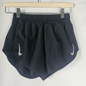 Nike Dri-FIT Womens Black Split Running Shorts Reflective Swoosh Size XS